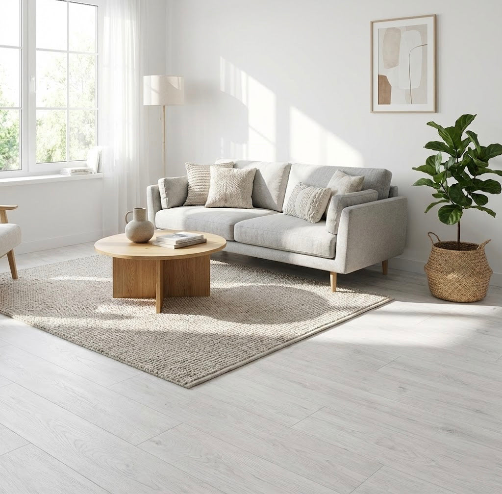 Suelo vinílico SPC clic Forte Kinvarra GR105 — efecto madera blanca (1,76 m²/caja)