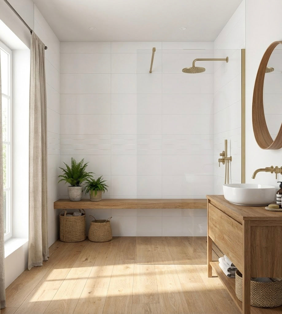 Azulejo blanco mate rectificado 30 × 60 cm — pasta blanca (pared)