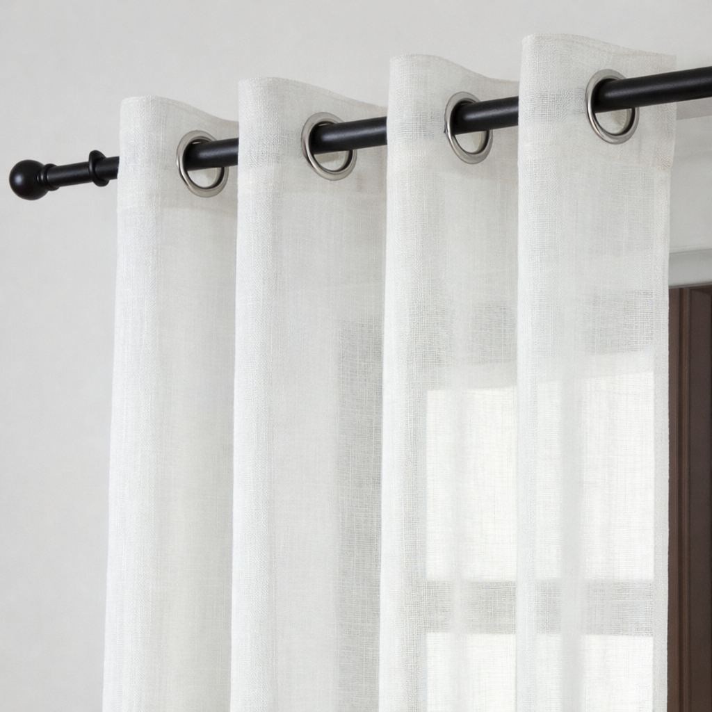 Cortina blanca efecto lino con detalles — 140 × 260 cm (BOD HOME)