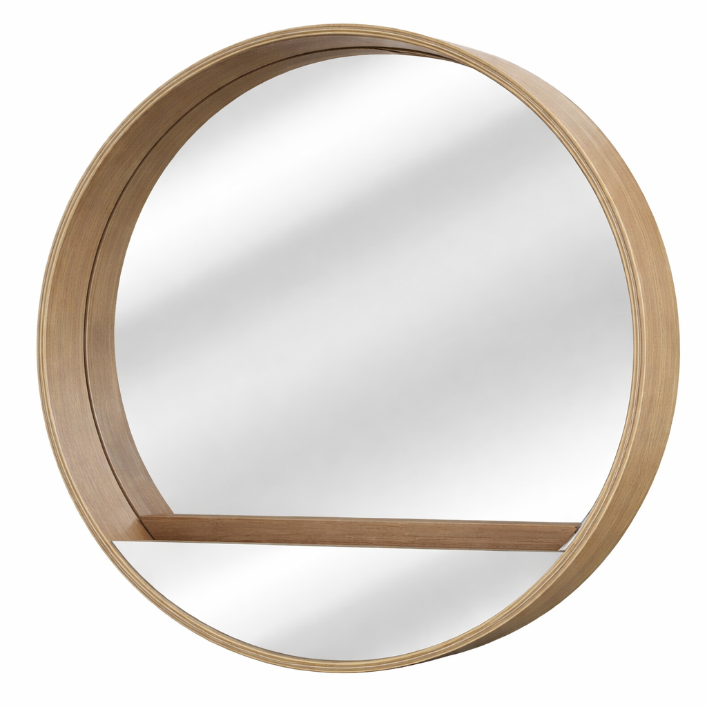 Espejo redondo Nordik roble brillante — Ø56 cm (pared) Inspire