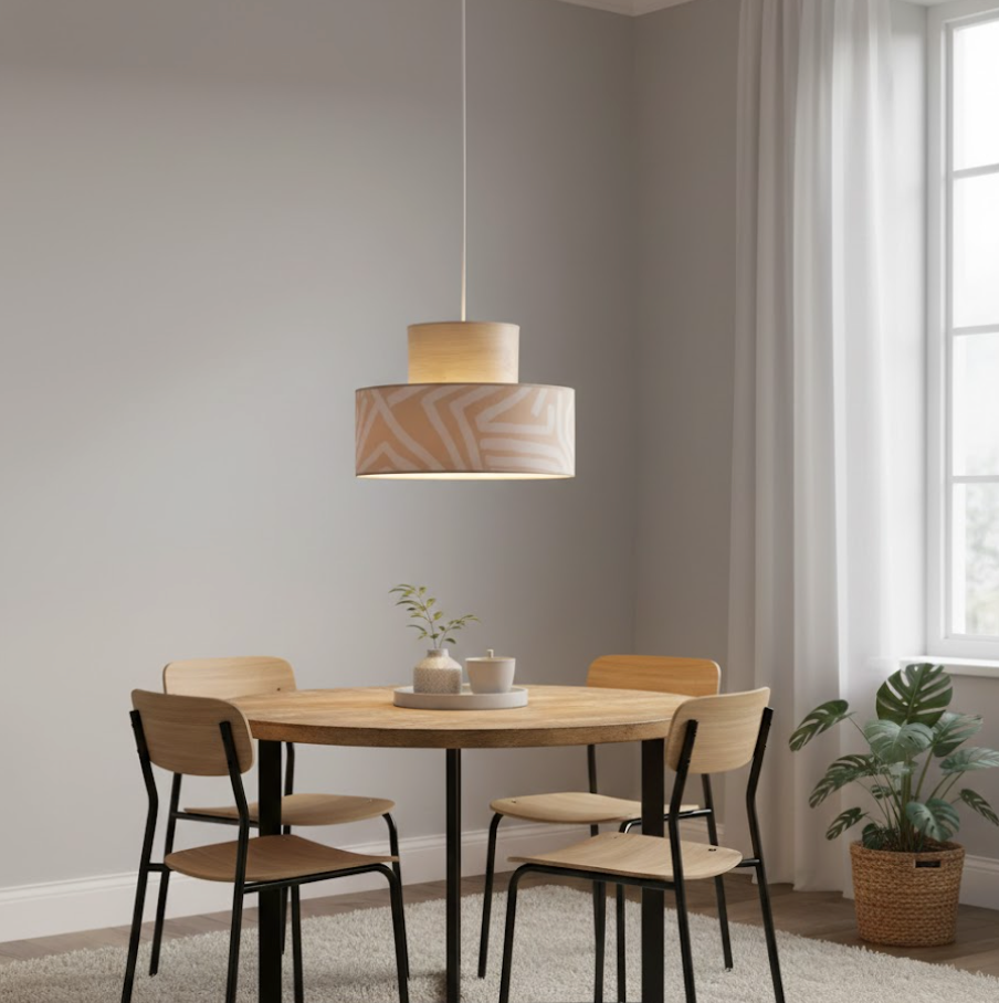 Lámpara de techo Totem — blanca Ø38 cm (E27, altura regulable)