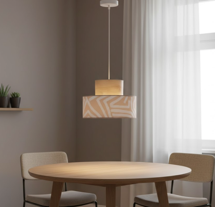 Lámpara de techo Totem — blanca Ø38 cm (E27, altura regulable)