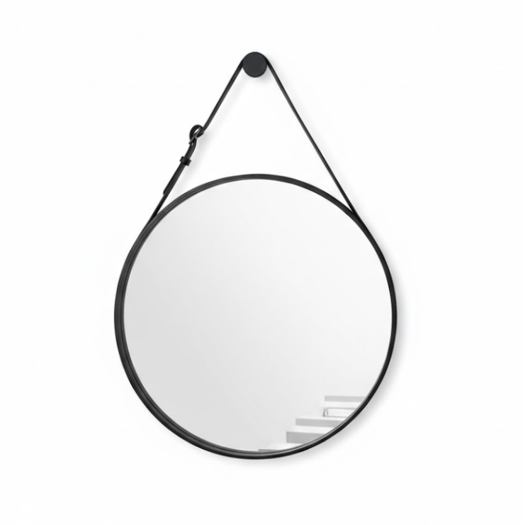 Espejo redondo Barbier metal negro mate — 57 × 80 cm (Inspire)