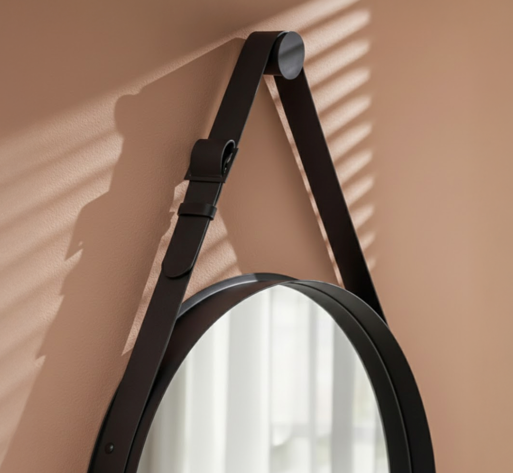Espejo redondo Barbier metal negro mate — 57 × 80 cm (Inspire)