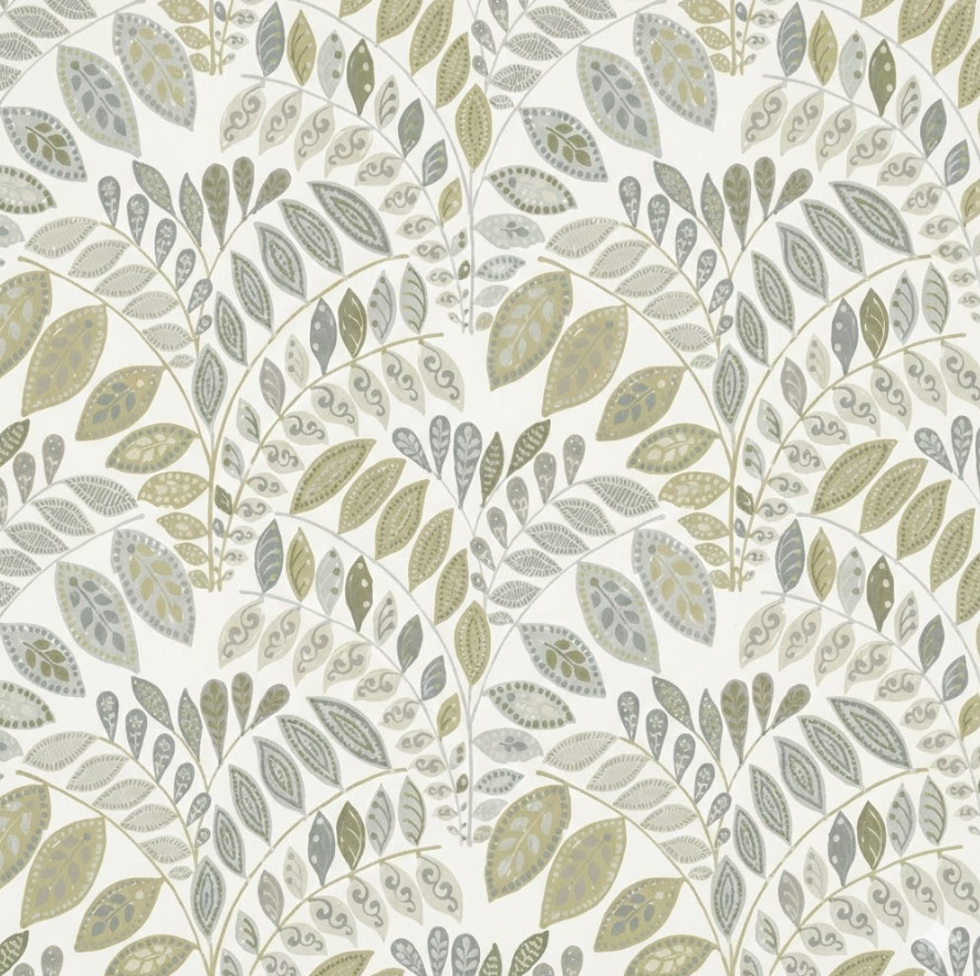 Papel pintado Sandy Springs 679437 — vinílico ecológico hojas beige/gris 10,05 × 0,52 m (GAULAN)