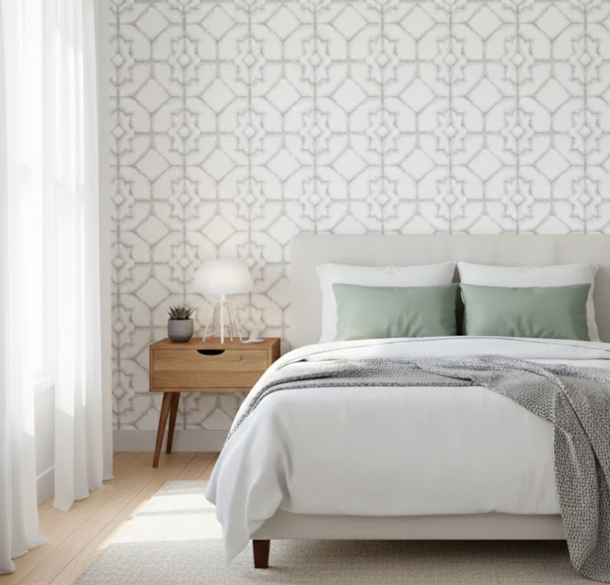 Papel pintado Nordic Ornaments 679809 — vinílico celosía nórdica 10,05 × 0,52 m (GAULAN)