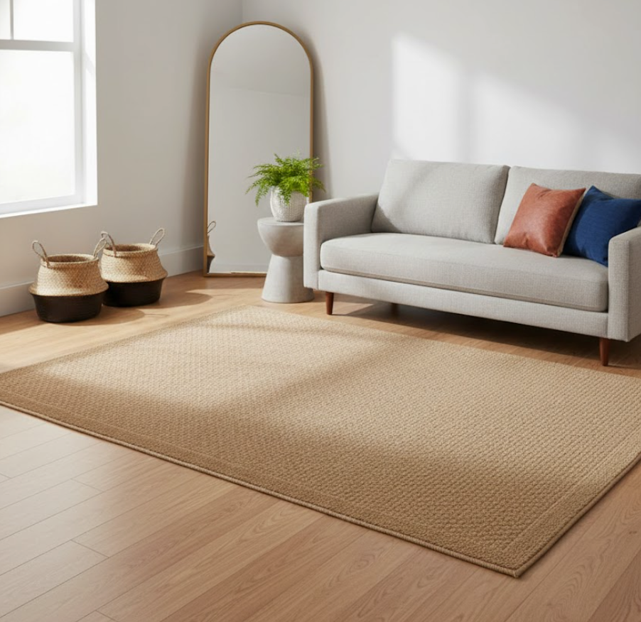 Alfombra exterior Emma beige — polipropileno tejido plano 160 × 230 cm (Inspire)