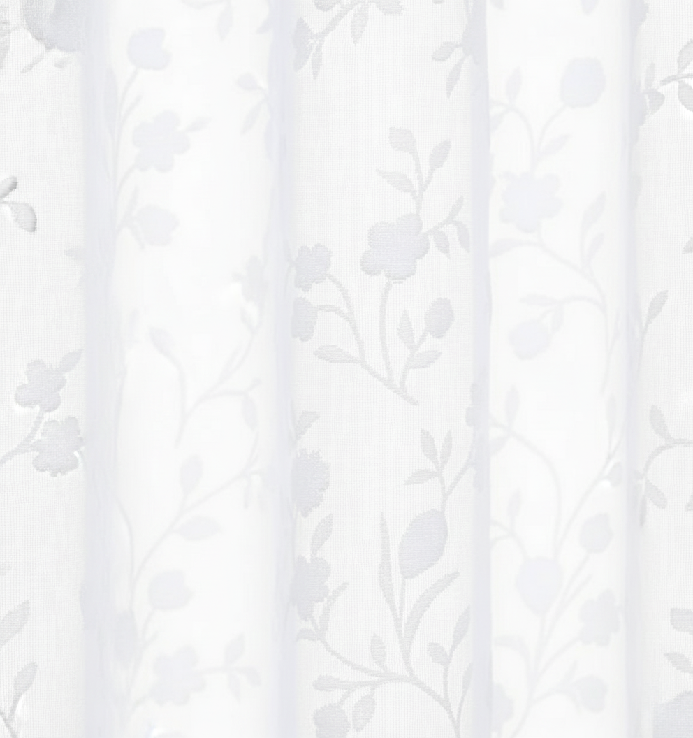 Cortina “Lazi” abstracta blanca — 140 × 240 cm (poliéster)