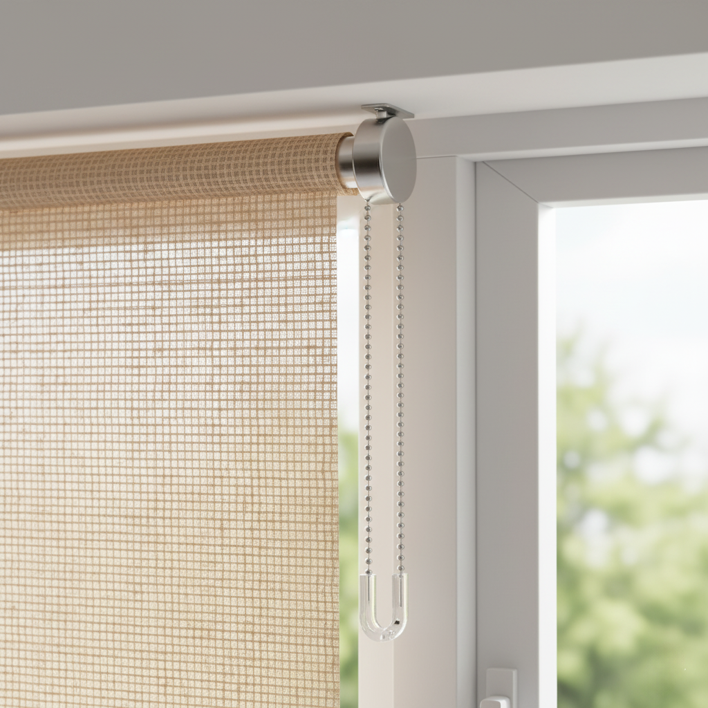 Estor enrollable translúcido Rimo efecto yute natural — 165 × 250 cm (cadena, sin taladrar)