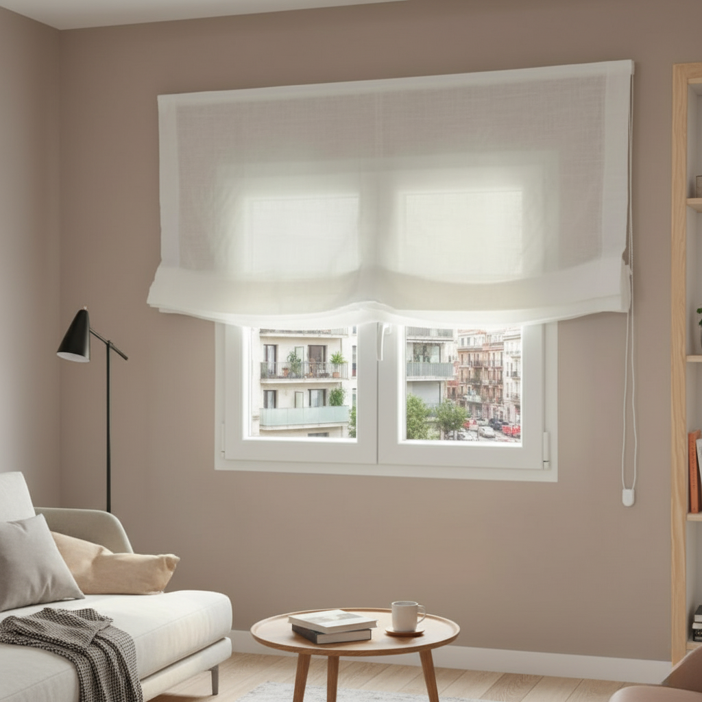 Estor paqueto semitransparente Forum blanco — 165 × 175 cm (poliéster, cadena)