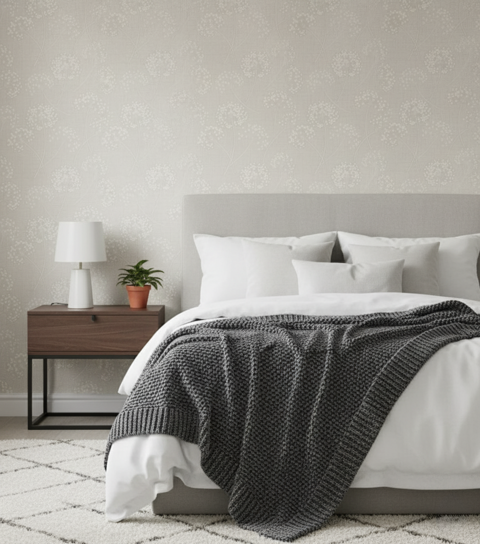 Papel pintado vinílico Liss Dandelion beige — 52 cm × 10,05 m