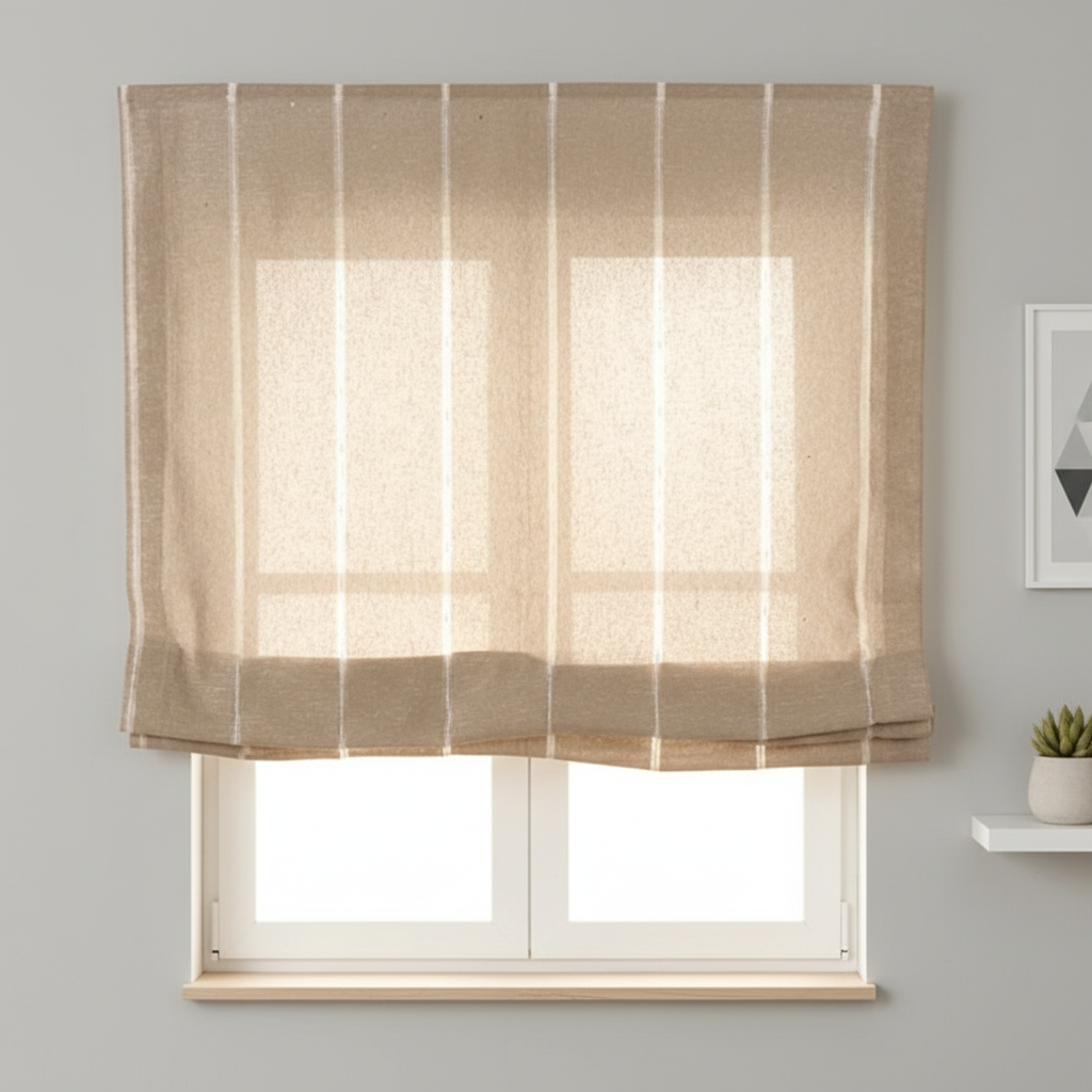 Estor paqueto semitransparente Bolonia rayas beige — 75 × 175 cm (poliéster)