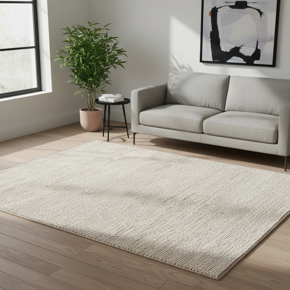 Alfombra de algodón Reimagine crema — 120 × 170 cm