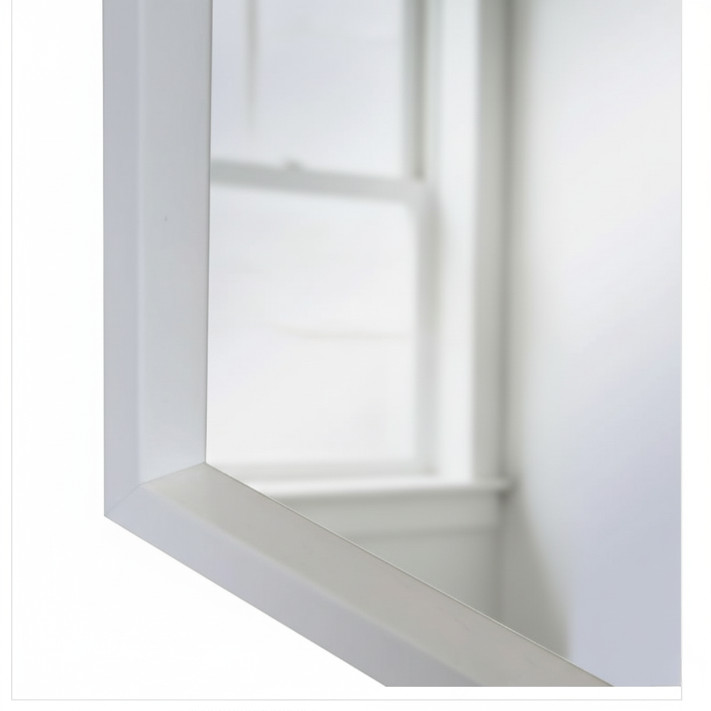 Espejo enmarcado con pie Nordic — Madera blanco mate 74×174 cm