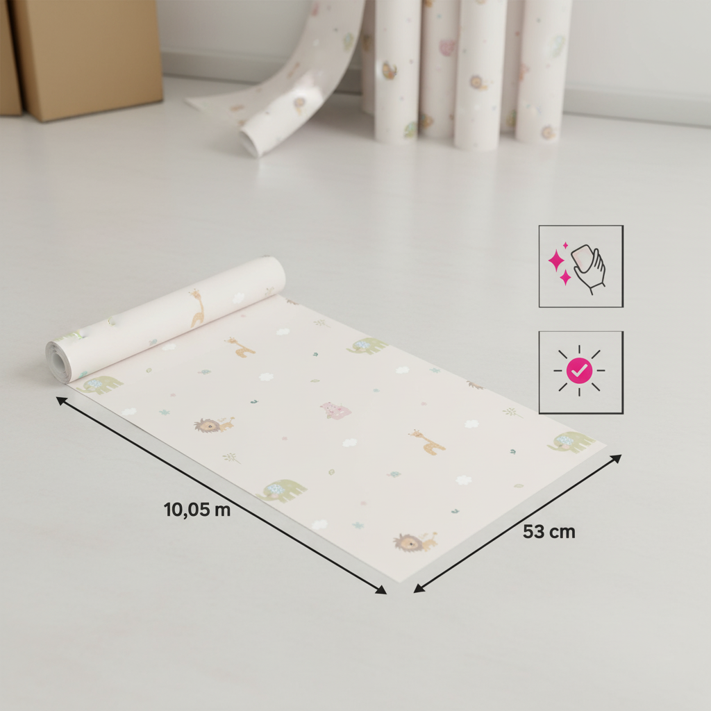 Papel pintado infantil Candy beige (ICH) — 53 cm × 10,05 m