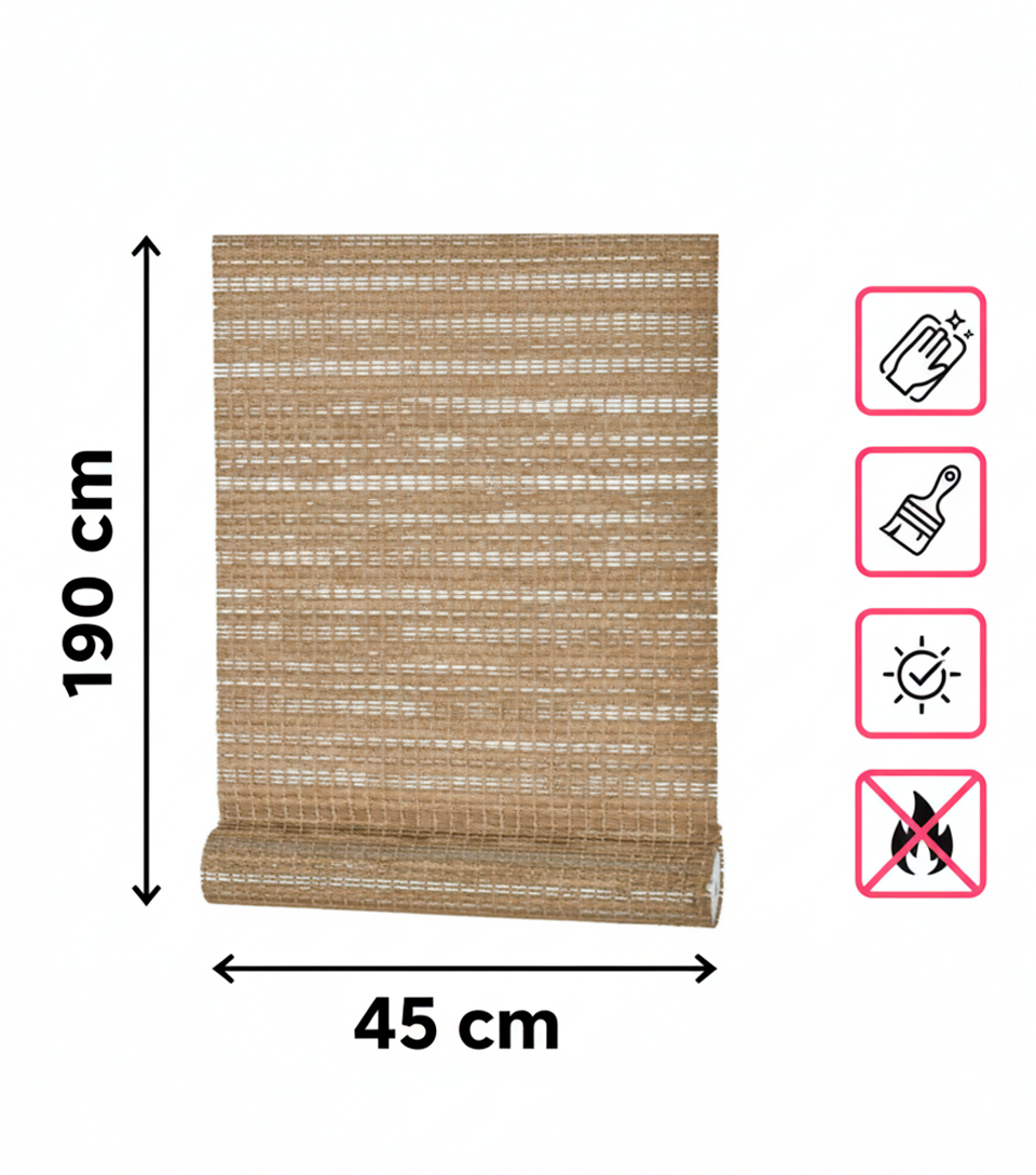 Estor enrollable translúcido Rimo efecto yute natural — 45 × 190 cm (cadena, sin taladrar)