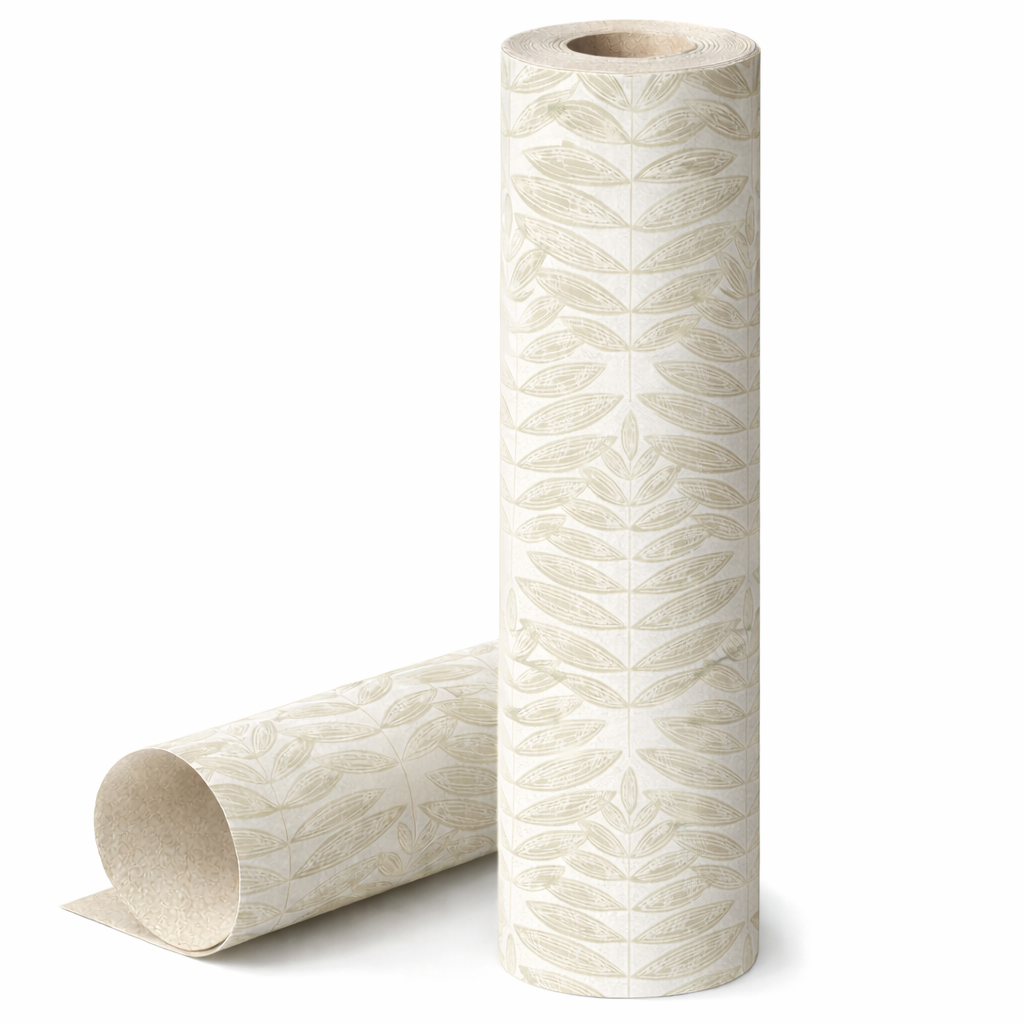 Papel pintado Quebec Leaves beige — vinílico ecológico 10,05 × 0,53 m (GAULAN)