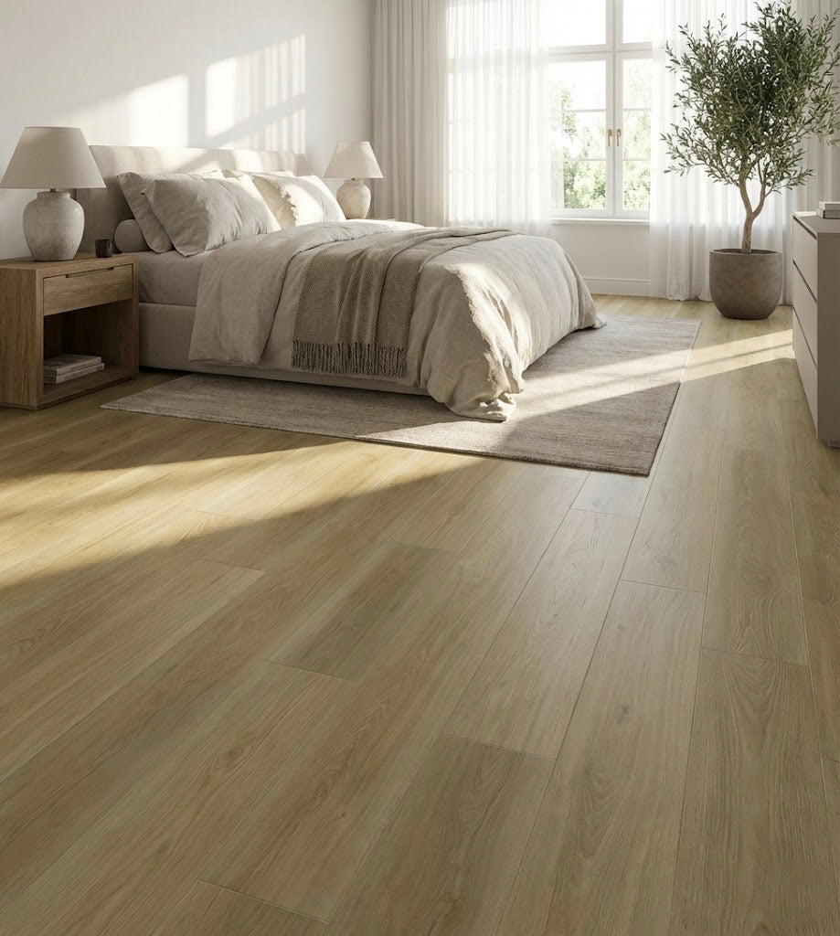 Suelo vinílico SPC clic Bering — efecto madera texturado 6,5 mm (1,67 m²/caja)