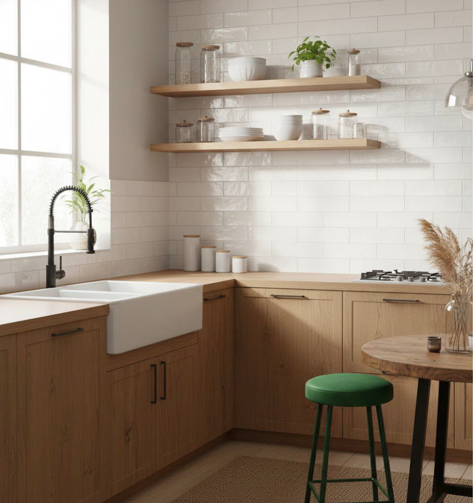 Azulejo Moha Bricks efecto zellige blanco 31,6 × 60 cm — ARTENS (pared)