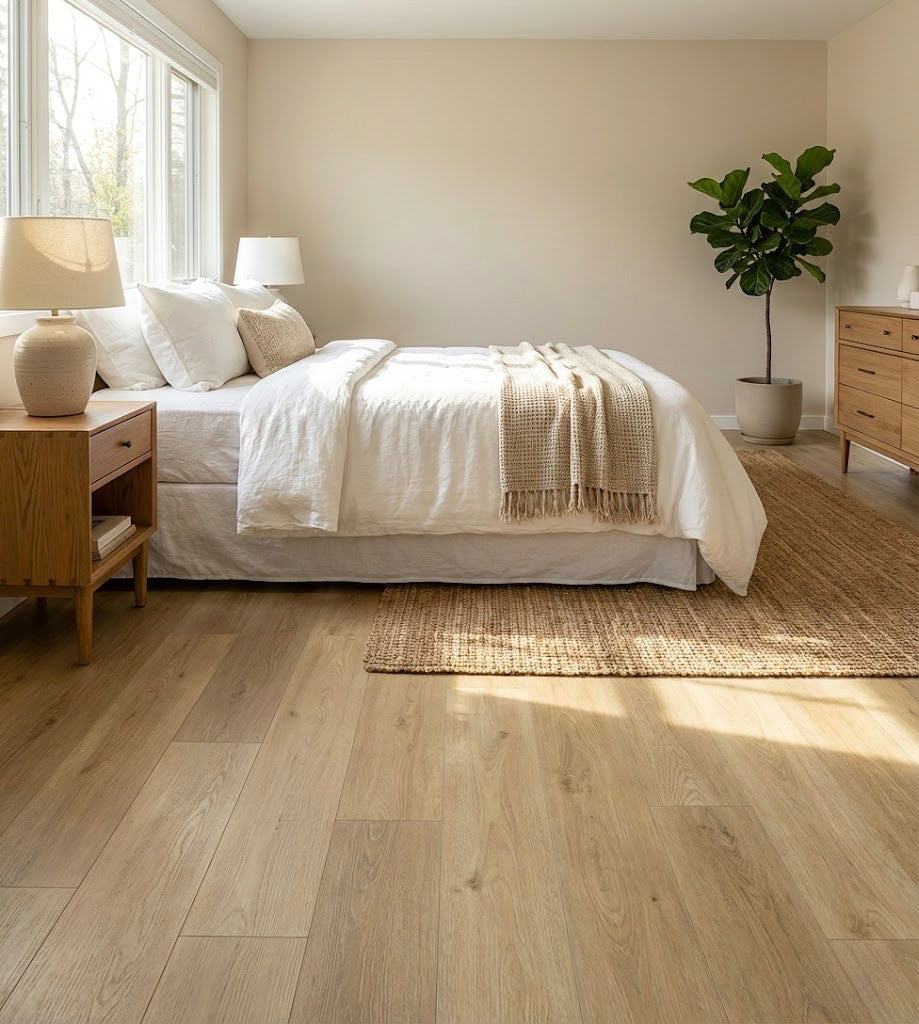 Suelo vinílico SPC clic Bering — efecto madera texturado 6,5 mm (1,67 m²/caja)