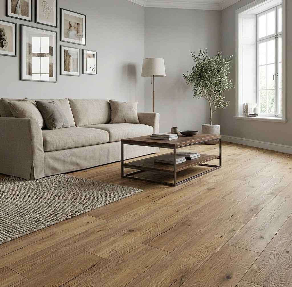 Suelo vinílico SPC clic Zaragoza Extrem NAT340 — efecto madera natural (1,54 m²/caja)