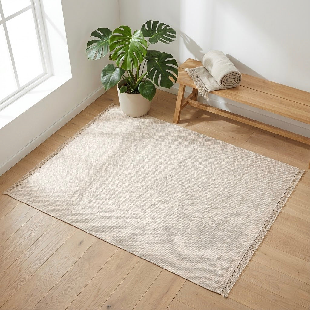 Alfombra Copenhague kilim beige — algodón tejido plano 160 × 230 cm
