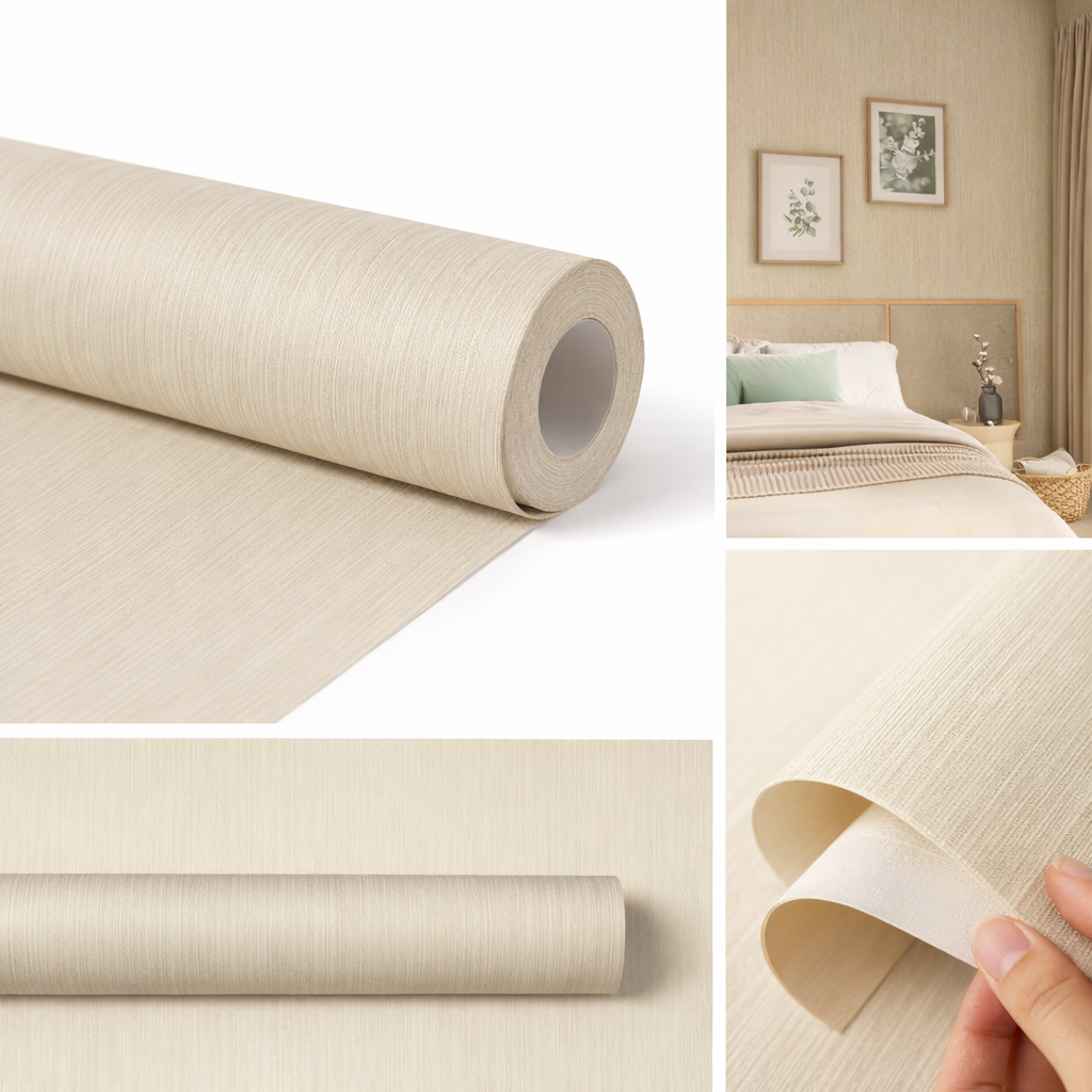 Papel pintado Lines Gustave beige — vinílico superlavable 10,05 × 0,53 m (Inspire)