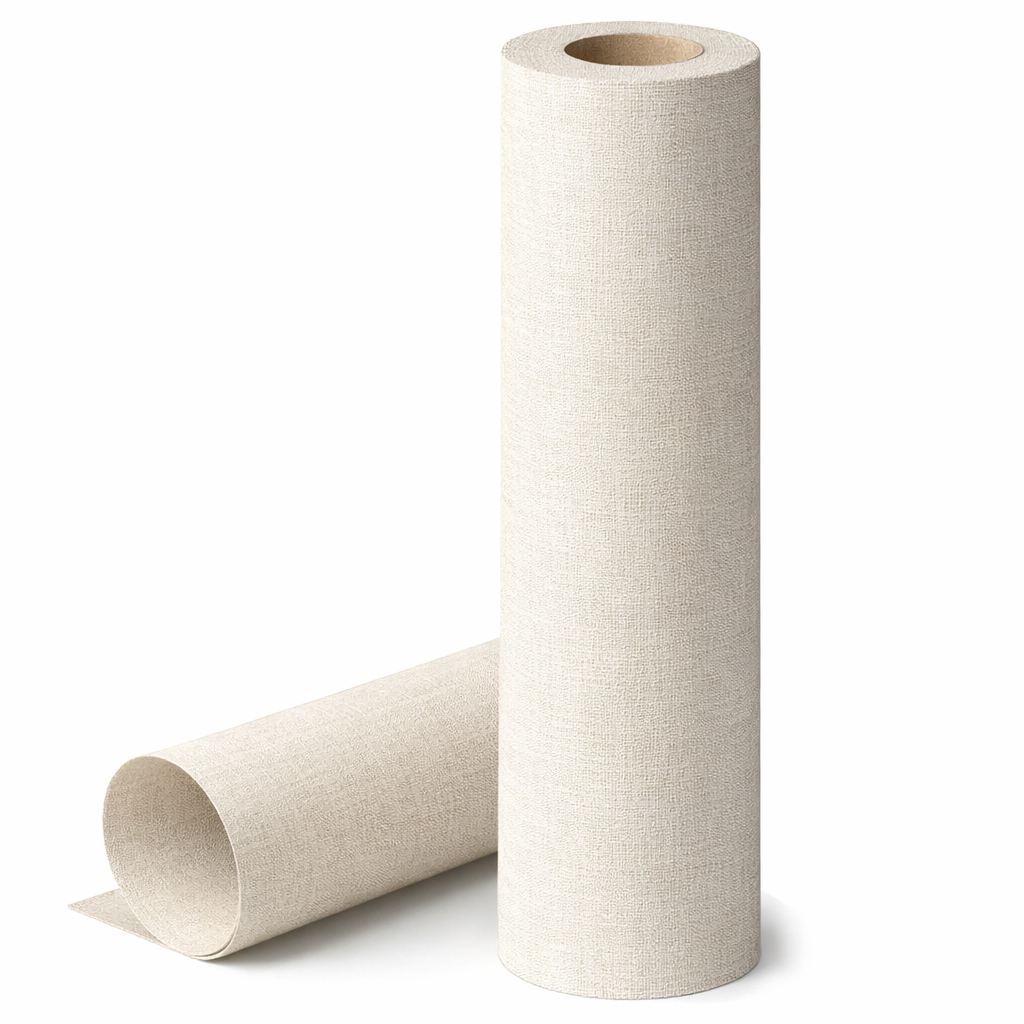 Papel pintado Renzo Texture 128785 beige claro — vinílico efecto textil 10,05 × 0,53 m (GAULAN)