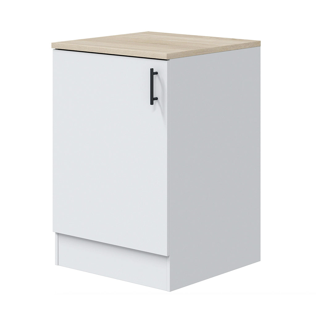 Cocina Kira — Pack 10 Módulos · Estilo Nórdico · Blanco Brillo y Roble Canadian