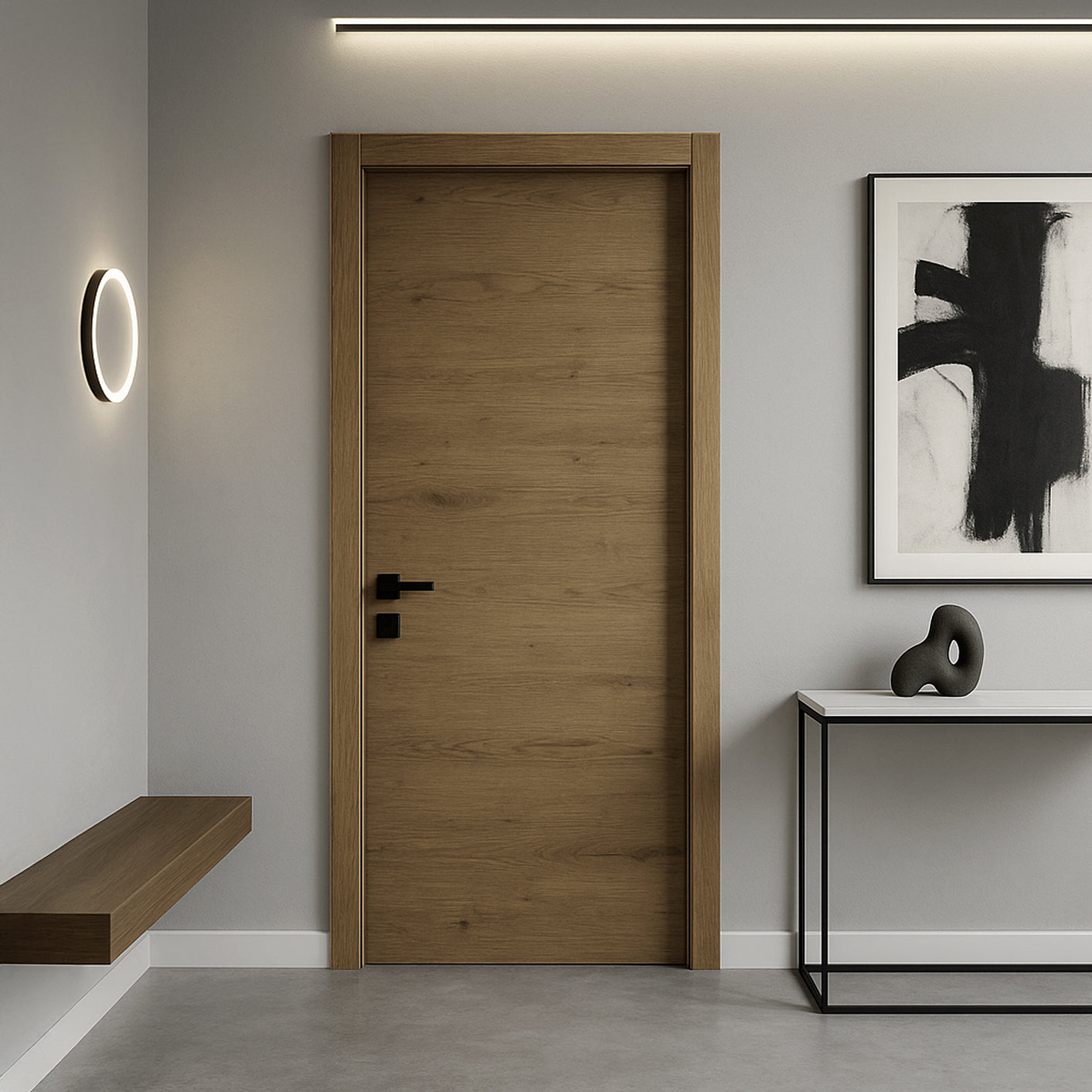 Conjunto Puerta Decosweet® Oslo Gold Roble Plus — Derecha 72,5 cm con Tapetas (Maciza)
