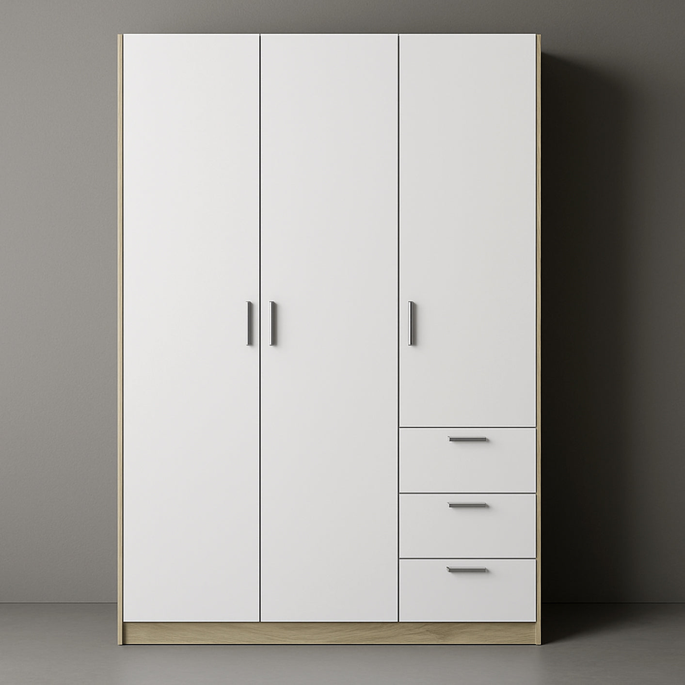 Armario Decosweet® Enea Blanco — 3 Puertas + 3 Cajones (121×180×52 cm)