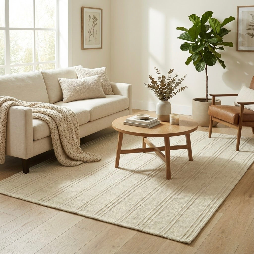 Alfombra Cotty beige “paper” — algodón tejido plano 120 × 170 cm
