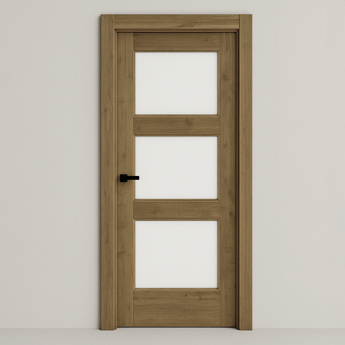 Conjunto Puerta Decosweet® Oslo Gold Roble Plus con Cristal — Derecha 82,5 cm con Tapetas (Maciza)