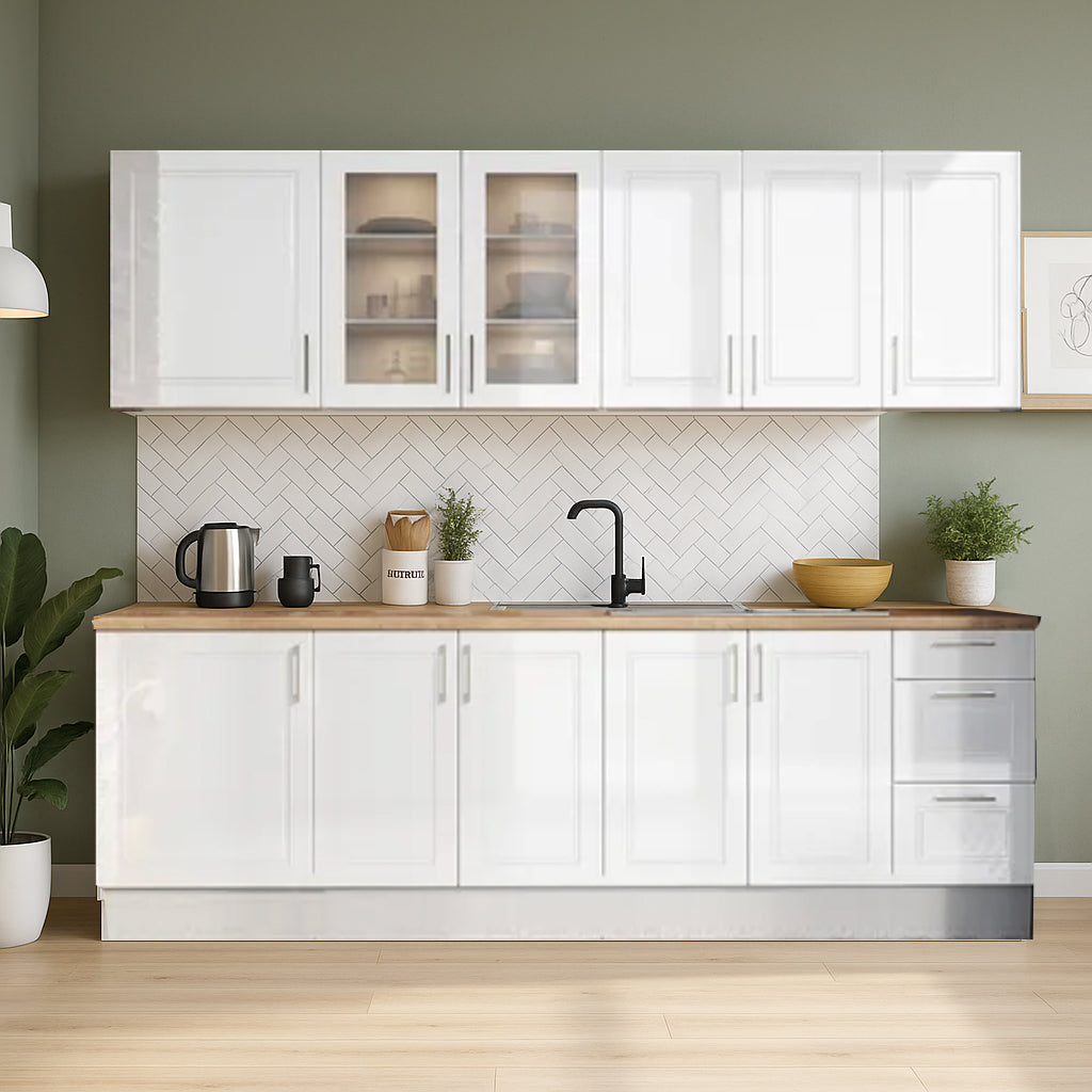 Conjunto de muebles de cocina 260 cm — Blanco Brillo (Ref. 51)